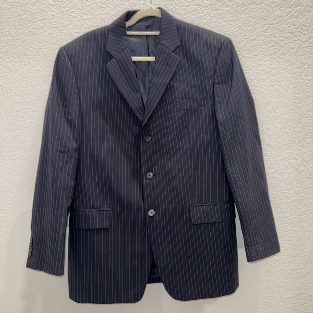 Michael Kors Men's Sz 40R Sportscoat Blazer Jacket Striped Blue 100% Wool Work
